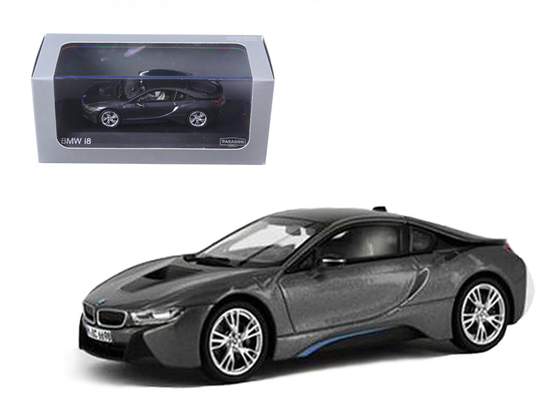 BMW i8 Grey with Blue 1/43 Diecast Model Car by Paragon