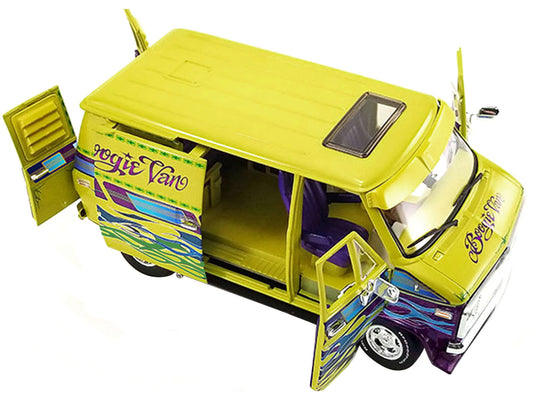 1976 Chevrolet G-Series Van Yellow with Flames and Graphics "Boogie Van" Limited Edition to 696 pieces Worldwide 1/18 Diecast Model Car by ACME
