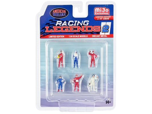 "Racing Legends 2" 6 piece Diecast Set (6 Driver Figures) Limited Edition to 4800 pieces Worldwide for 1/64 Scale Models by American Diorama