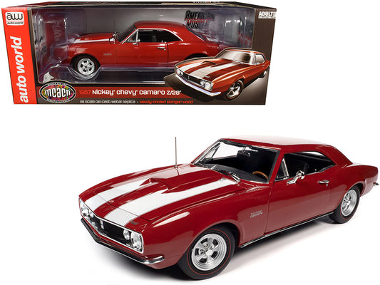 1967 Chevrolet Camaro Z/28 Nickey Hardtop Bolero Red with White Stripes "Muscle Car & Corvette Nationals" (MCACN) 1/18 Diecast Model Car by Auto World