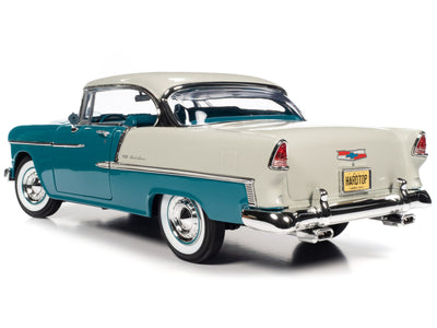 1955 Chevrolet Bel Air Skyline Blue and India Ivory White "Hemmings Classic Car Magazine Cover Car" "American Muscle" Series 1/18 Diecast Model Car by Auto World