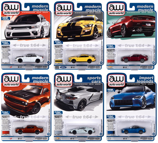 Auto World Premium 2023 Set A of 6 pieces Release 3 1/64 Diecast Model Cars by Auto World