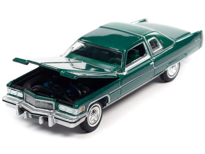 1975 Cadillac Coupe DeVille Greenbrier Firemist Green Metallic with Green Vinyl Top "Luxury Cruisers" Series Limited Edition 1/64 Diecast Model Car by Auto World