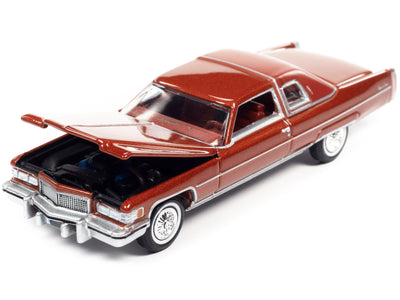 1975 Cadillac Coupe DeVille Firethorn Red Metallic with Firethorn Red Vinyl Top "Luxury Cruisers" Limited Edition 1/64 Diecast Model Car by Auto World
