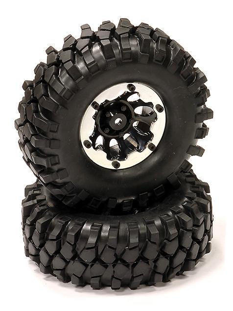 10H Composite 1.9 Wheel w/ Alloy Ring & Tire (2) for Scale Crawler (O.D.=105mm) C23729BLACK