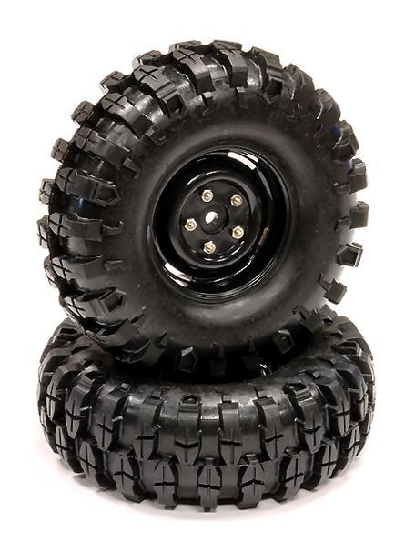 Rover Style 1.9 Wheels (2) w/ All Terrain T1 Tires for Scale Crawler O.D.=105mm C23730BLACK