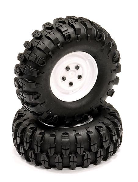 Rover Style 1.9 Wheels (2) w/ All Terrain T1 Tires for Scale Crawler O.D.=105mm C23730WHITE