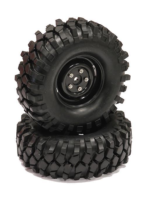 Rover Style 1.9 Wheels (2) w/All Terrain T2 Tires for Scale Crawler (O.D.=105mm) C23731BLACK