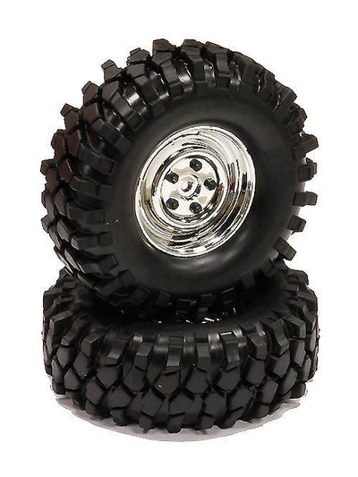 Rover Style 1.9 Wheels (2) w/All Terrain T2 Tires for Scale Crawler (O.D.=105mm) C23731CHROME
