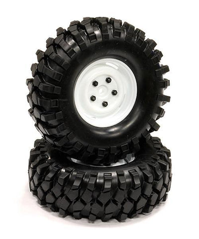 Rover Style 1.9 Wheels (2) w/All Terrain T2 Tires for Scale Crawler (O.D.=105mm) C23731WHITE