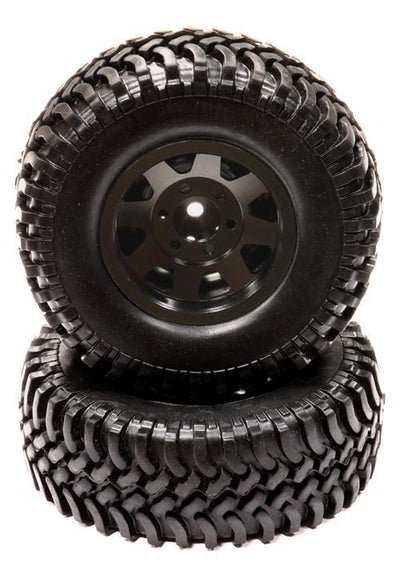 Billet Machined 8 Spoke 1.9 Size Wheel & T7 Tire (2) for Scale Crawler O.D.=97mm C24355BLACK