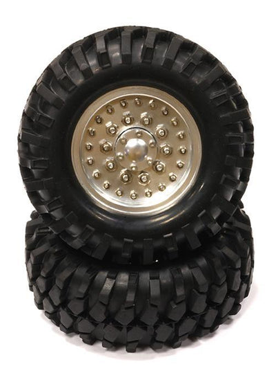 Billet Machined HD Spoke 1.9 Size Wheel w/All Terrain T2 Tires for Scale Crawler C24457SILVER