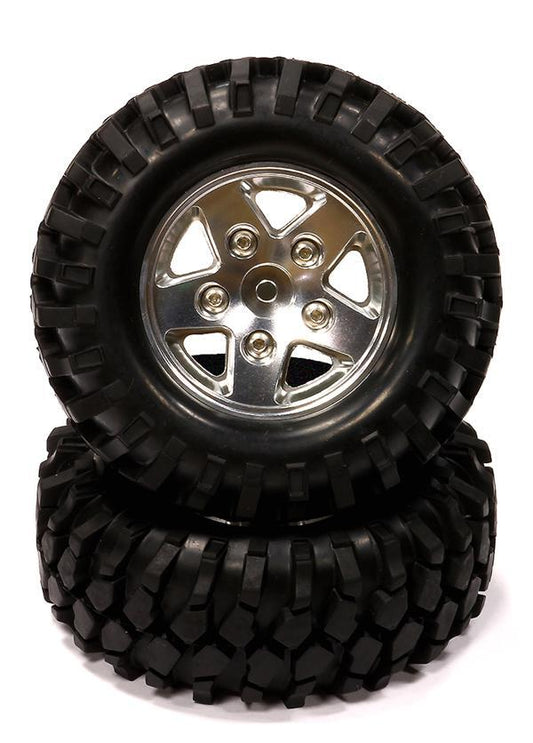 Billet Machined S5 Spoke 1.9 Size Wheel w/All Terrain T2 Tires for Scale Crawler C24458SILVER