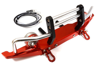 Billet Machined Alloy Front Bumper w/ LED (2) for Axial SCX-10, Dingo & Honcho C24692RED