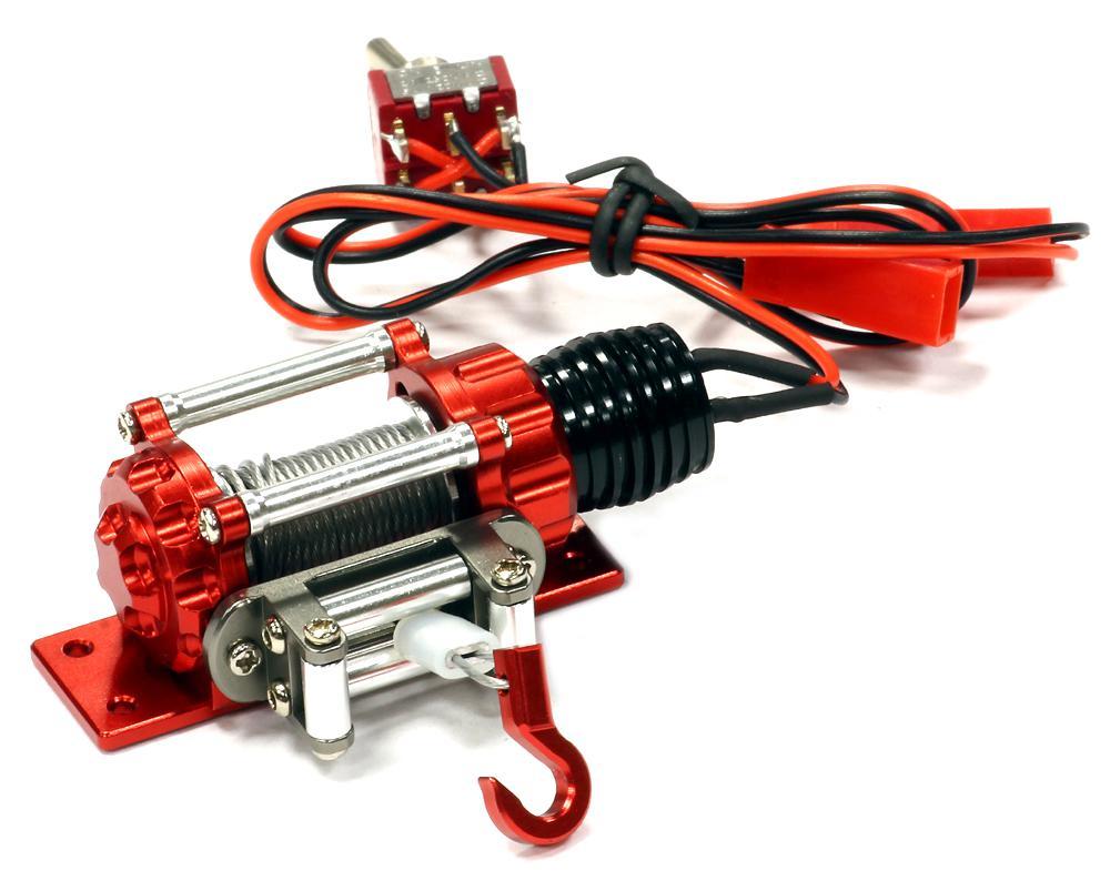 Billet Machined T2 Realistic High Torque Winch for Scale Rock Crawler 1/10 Size C24886RED