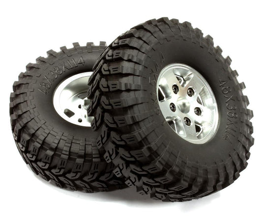 Billet Machined 5 Spoke XF 1.9 Wheel & Tire (2) for Scale Crawler (O.D.=114mm) C25037SILVER