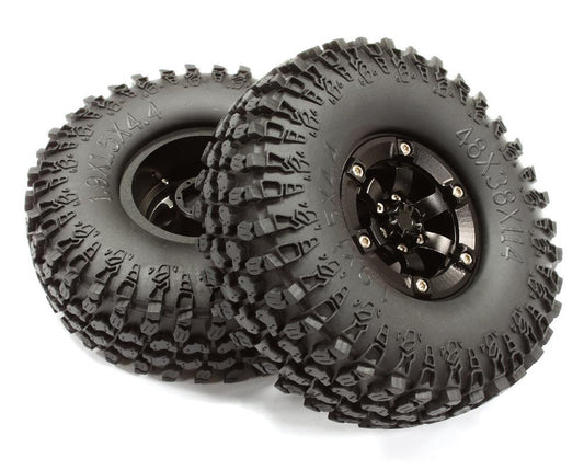 Billet Machined 6 Spoke XG 1.9 Wheel & Tire (2) for Scale Crawler (O.D.=114mm) C25038BLACK