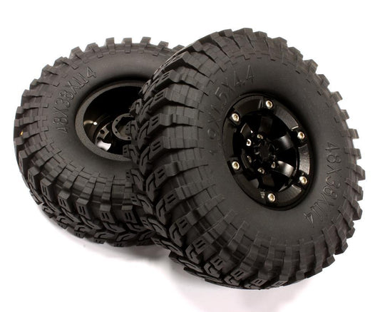 Billet Machined 6 Spoke XJ 1.9 Wheel & Tire (2) for Scale Crawler (O.D.=114mm) C25039BLACK