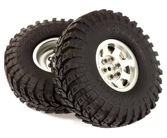 Billet Machined 8 Spoke XL 1.9 Wheel & Tire (2) for Scale Crawler (O.D.=114mm) C25041SILVER