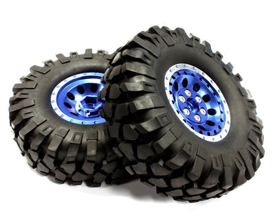 Billet Machined Type XS 1.9 Size Wheel & Tire (2) for Scale Crawler (O.D.=110mm) C25083BLUE