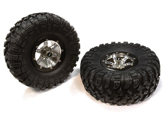 Billet Machined X6 Spoke 2.2 Wheel & Tire Set (2) for Rock Crawler (O.D.=132mm) C25336GUN