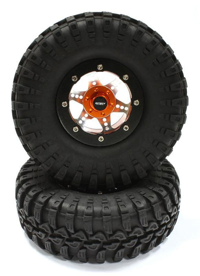 V2 Alloy 6 Spoke Type S3 1.9 Size Wheel & Tire (2) for Scale Crawler (OD=106mm) C25409ORANGE