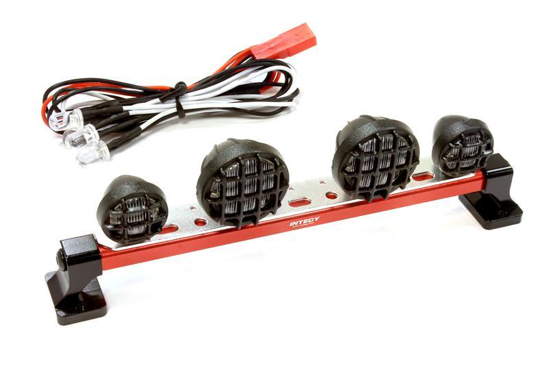 Realistic Roof Top Spot LED (4) Light Set 124mm Wide for 1/10 Off-Road Vehicles C25495RED