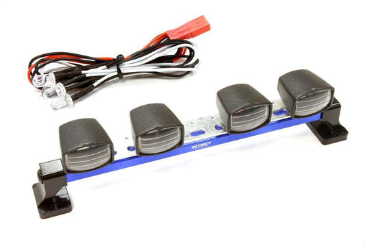 Realistic Roof Top Spot LED (4) Light Set 124mm Wide for 1/10 Off-Road Vehicles C25496BLUE