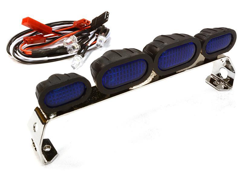 Realistic Roof Top Spot LED (4) Light Set 107mm Wide for 1/10 Scale Off-Road C25510BLUE