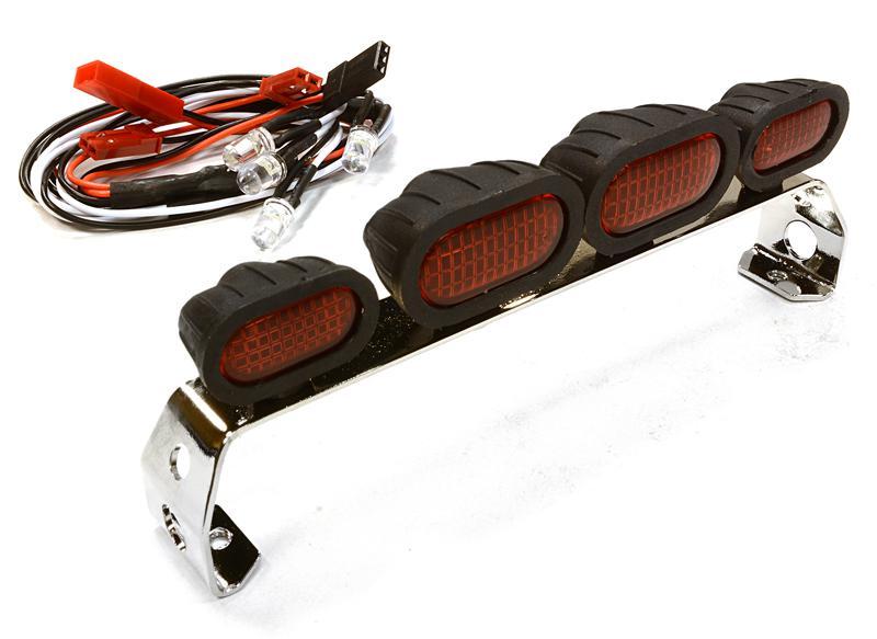 Realistic Roof Top Spot LED (4) Light Set 107mm Wide for 1/10 Scale Off-Road C25510RED