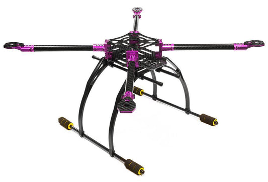 Custom Machined Alloy+Carbon Fiber Quadcopter Upgrade Frame 550 Size Foldable C25864PURPLE