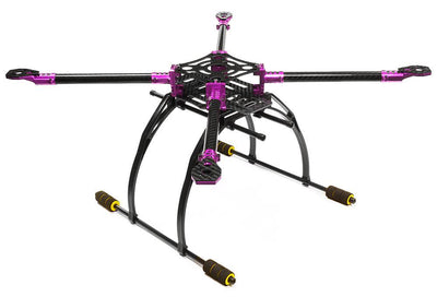 Custom Machined Alloy+Carbon Fiber Quadcopter Upgrade Frame 550 Size Foldable C25864PURPLE