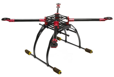 Custom Machined Alloy+Carbon Fiber Quadcopter Upgrade Frame 550 Size Foldable C25864RED