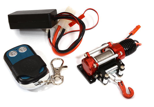 Billet Machined T11 Realistic High Torque Winch w/ Remote for Scale Crawler 1/10 C26045RED