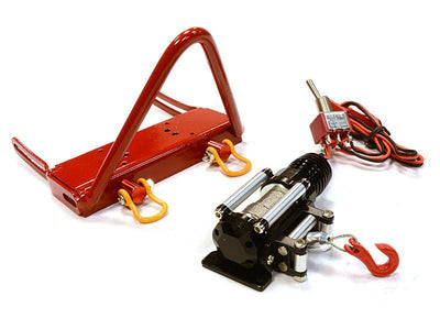 Realistic High Torque Winch w/ Scale Front Bumper for Axial 1/10 SCX-10 C26159RED