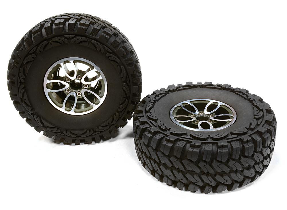 Billet Machined 5 Spoke DU 1.9 Wheel & Tire(2) for 1/10 Scale Crawler O.D.=113mm C26170GUN