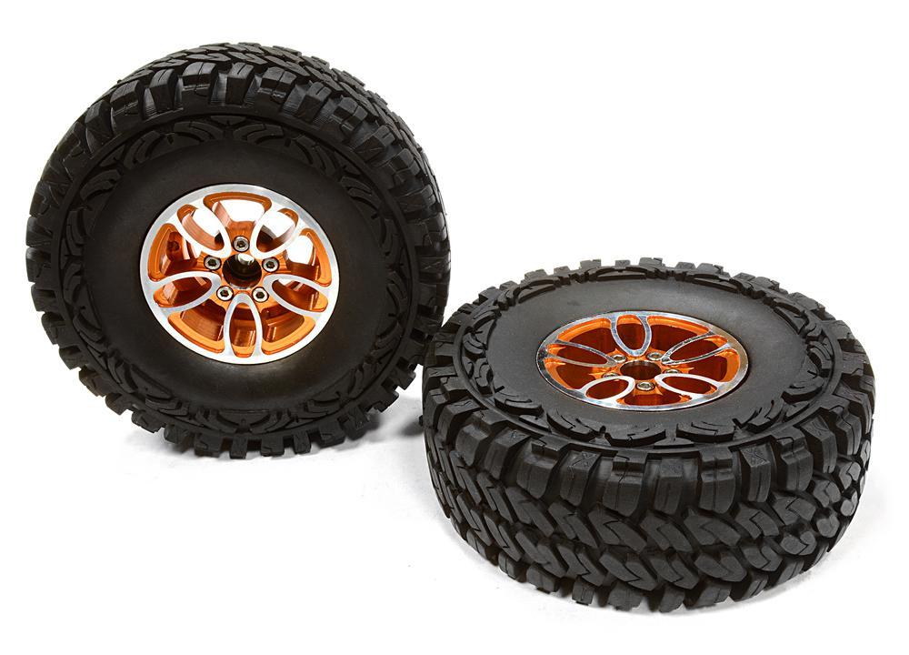 Billet Machined 5 Spoke DU 1.9 Wheel & Tire(2) for 1/10 Scale Crawler O.D.=113mm C26170ORANGE