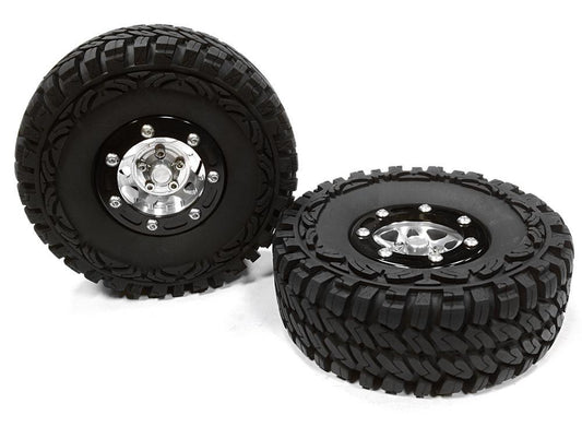 Billet Machined 10 Spoke 2A 1.9 Wheel & Tire (2) for Scale Crawler (O.D.=113mm) C26175BLACK