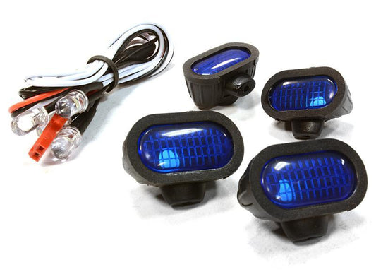 Realistic Blue Color Spot Light (4) w/ LED, Plastic Housing for 1/10 & 1/8 Scale C26287BLUE