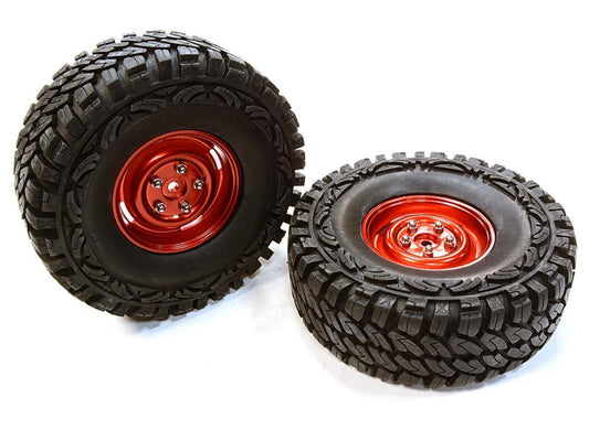 Composite 4L Type 1.9 Size Wheel & Tire (2) for 1/10 Scale Crawler (O.D.=113mm) C26376RED