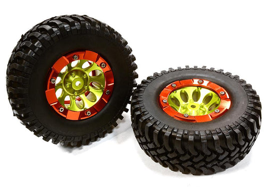 10H Composite 1.9 Wheel w/ Alloy Ring & Tire (2) for Scale Crawler (O.D.=97mm) C26378GREENRED