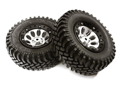10H Composite 1.9 Wheel w/ Alloy Ring & Tire (2) for Scale Crawler (O.D.=97mm) C26378SILVERBLACK