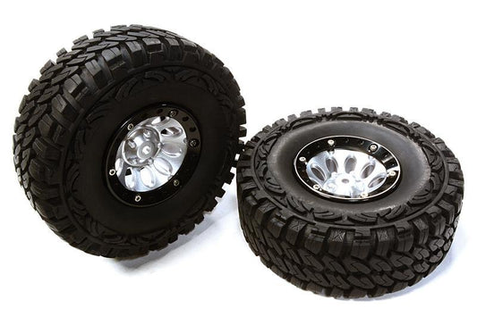 10H Composite 1.9 Wheel w/ Alloy Ring & Tire (2) for Scale Crawler (O.D.=113mm) C26379SILVERBLACK