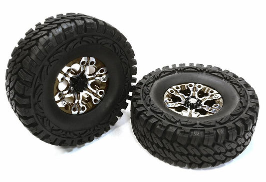 Billet Machined X8 Spoke 1.9 Wheel & Tire Set (2) for Scale Crawler (O.D.=113mm) C26380GUN