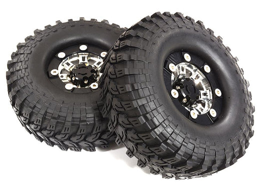 Billet Machined X9 Spoke 1.9 Wheel & Tire Set (2) for Scale Crawler (O.D.=113mm) C26381BLACK