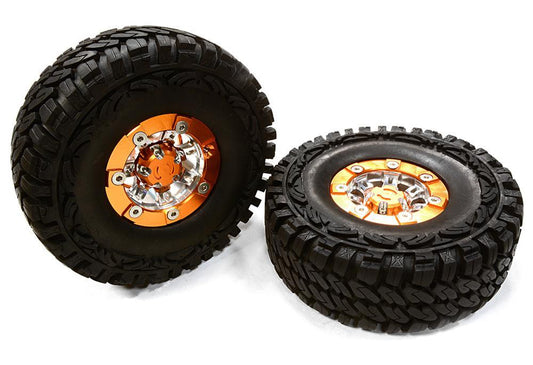 Billet Machined X9 Spoke 1.9 Wheel & Tire Set (2) for Scale Crawler (O.D.=113mm) C26381ORANGE