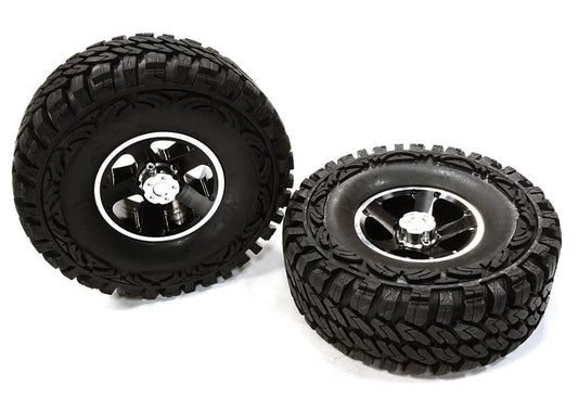 Billet Machined S5 Spoke 1.9 Wheel & Tire Set (2) for Scale Crawler (O.D.=113mm) C26382BLACK