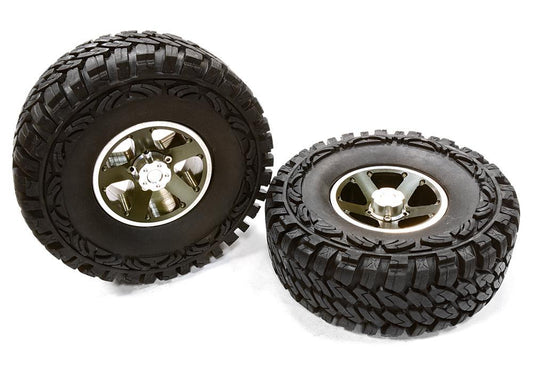 Billet Machined S5 Spoke 1.9 Wheel & Tire Set (2) for Scale Crawler (O.D.=113mm) C26382GUN