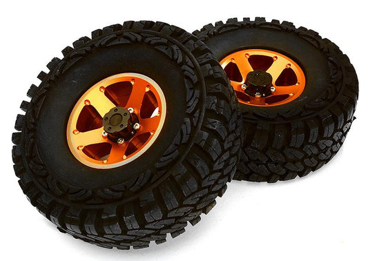 Billet Machined S5 Spoke 1.9 Wheel & Tire Set (2) for Scale Crawler (O.D.=113mm) C26382ORANGE