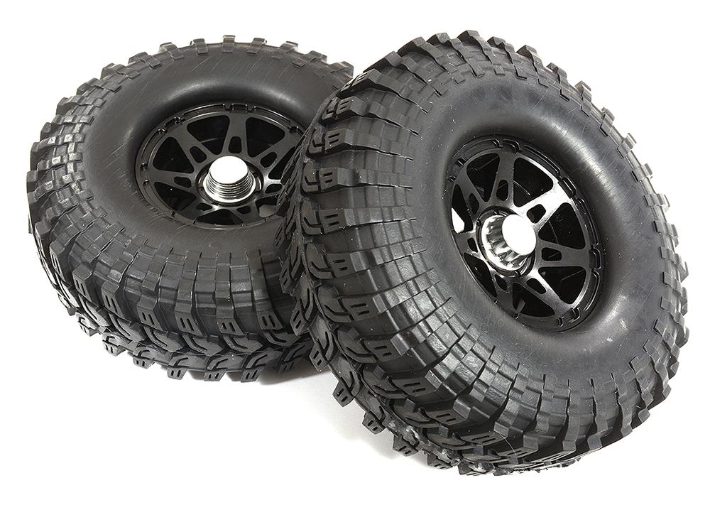 Billet Machined B9 Spoke 1.9 Wheel & Tire Set (2) for Scale Crawler (O.D.=113mm) C26384BLACK